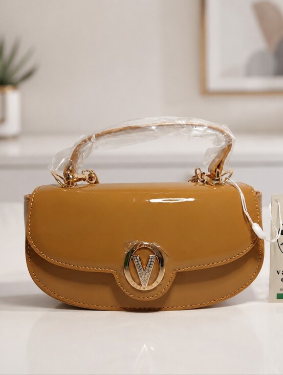 Valentino Orlandi Handbags - Valentino Orlandi Patent Leather Shoulder Bag Taupe Brand New With Tags